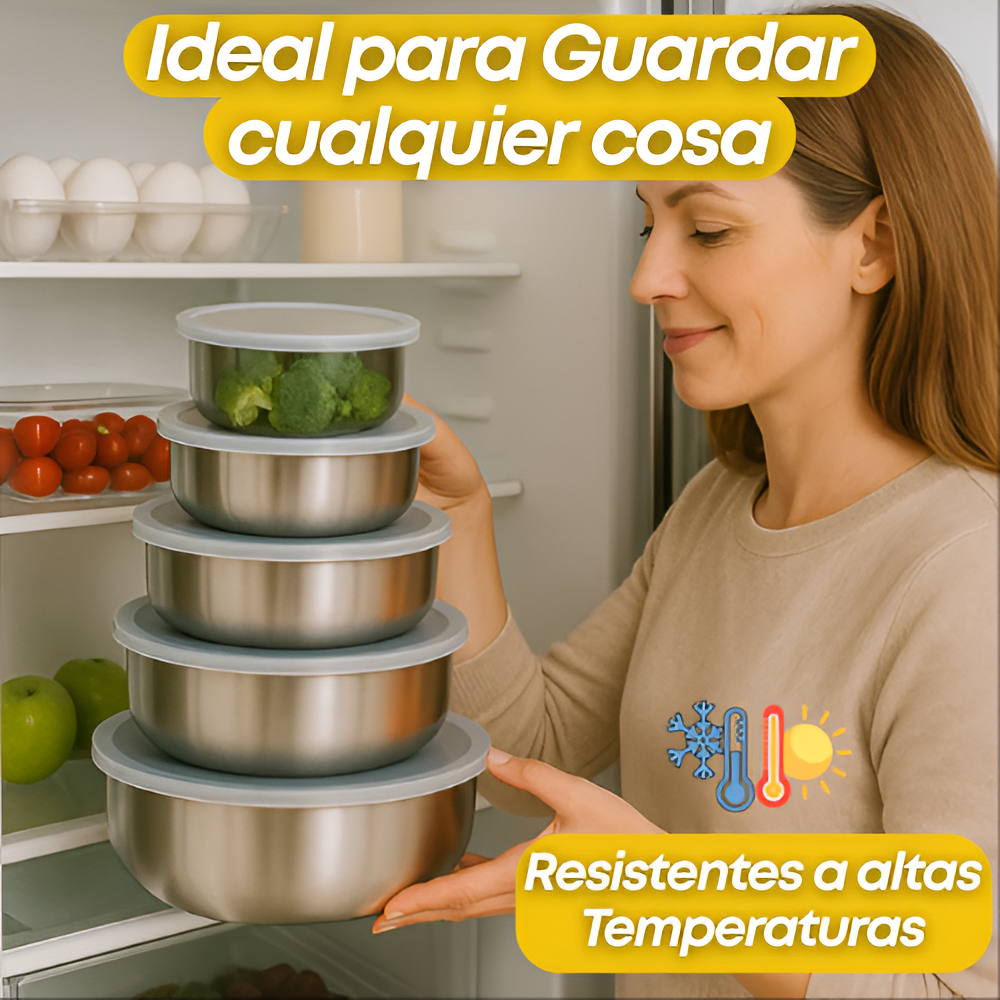 Set X5 Bowls con tapas herméticas - 50%OFF solo por HOY