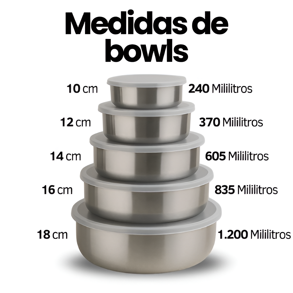 Set X5 Bowls con tapas herméticas - 50%OFF solo por HOY