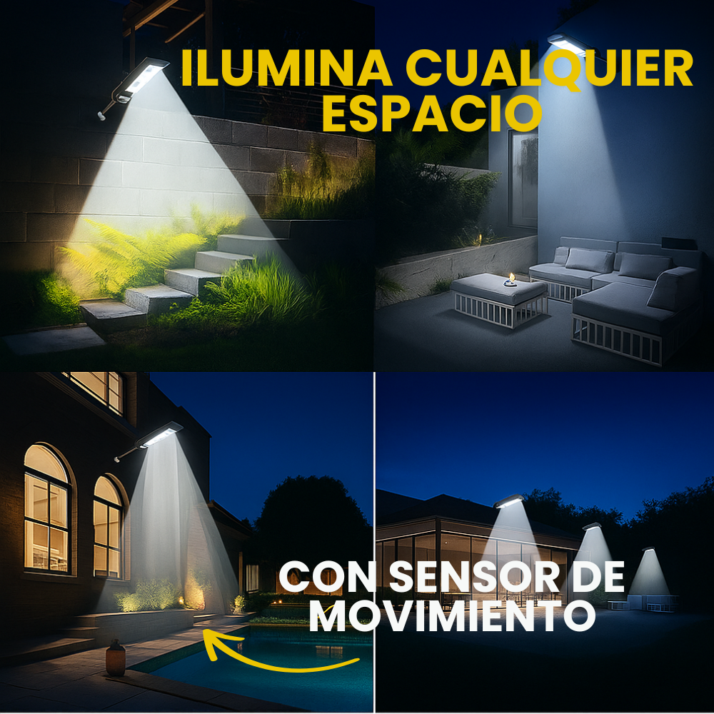 OFERTA 3X1 REFLECTOR SOLAR LED 1000W PARA EXTERIORES | SIN CABLES
