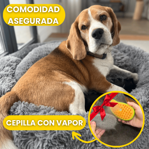CAMA PREMIUM PARA MASCOTAS + CEPILLO A VAPOR
