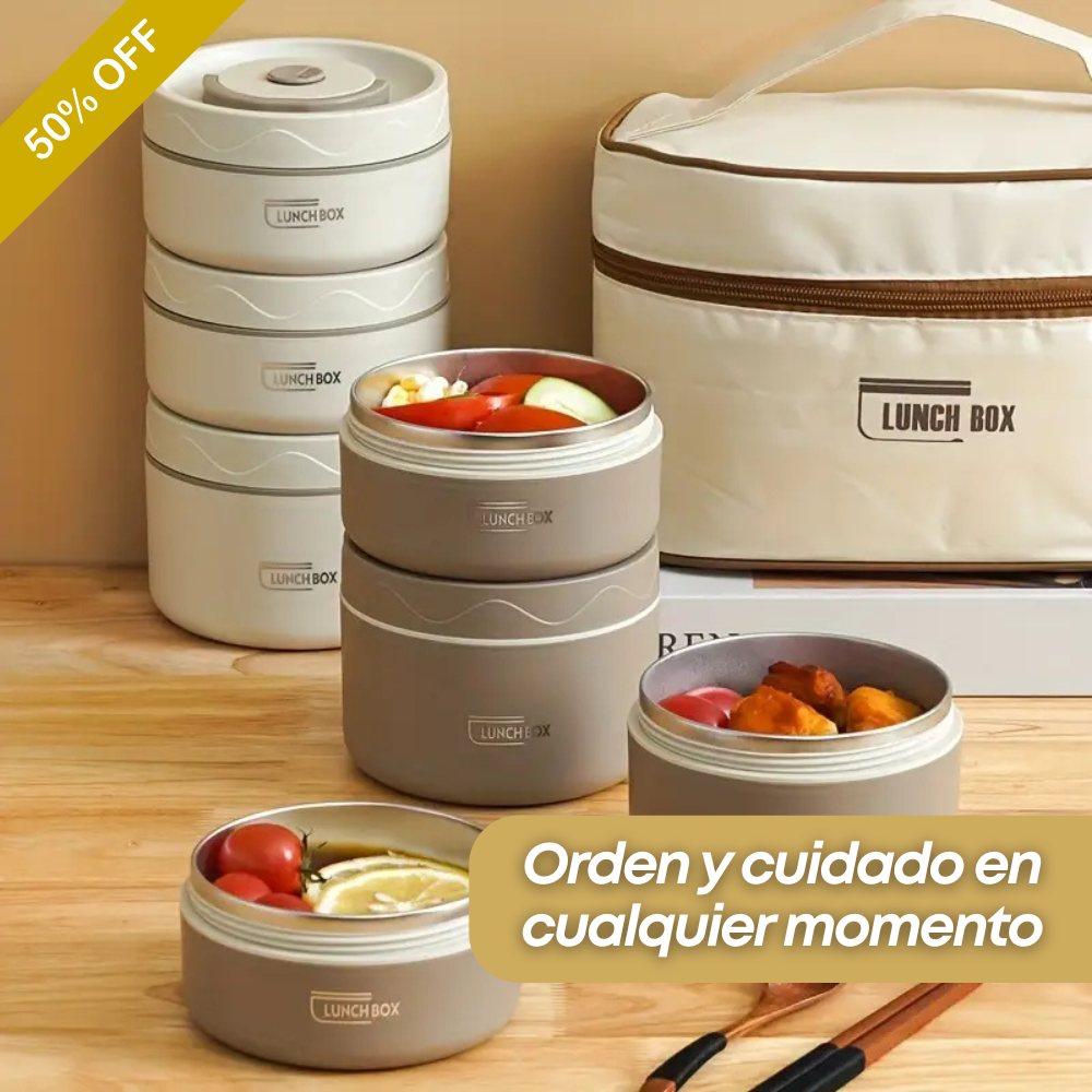 Set de 4 Portacomidas + Lonchera Térmica