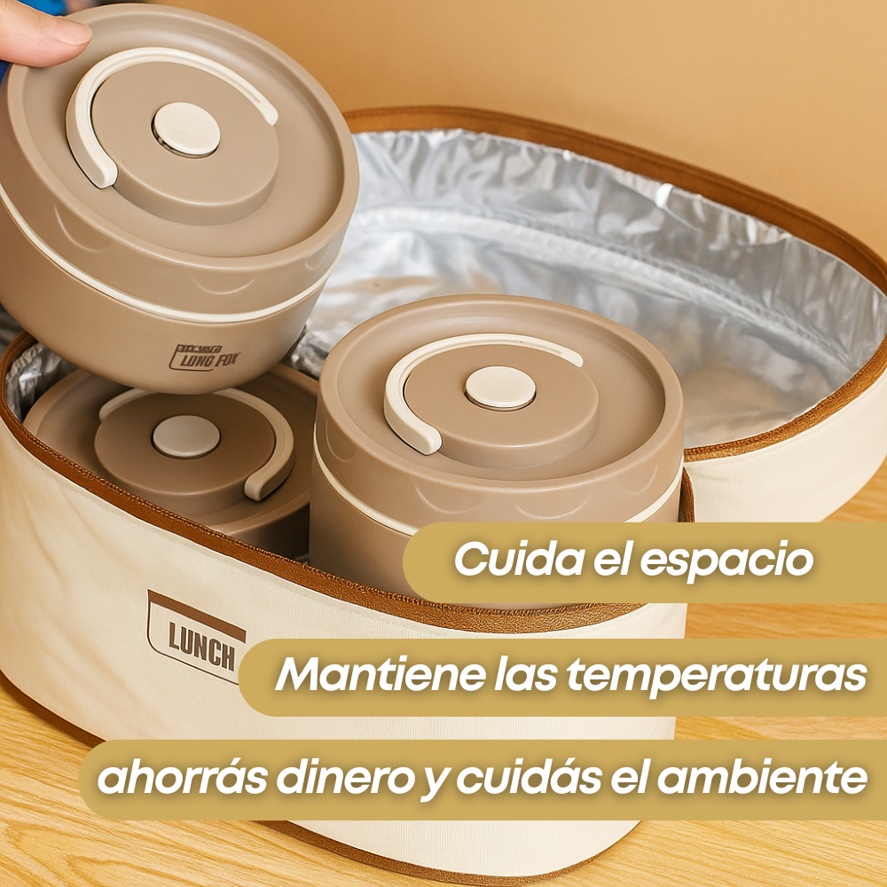 Set de 4 Portacomidas + Lonchera Térmica