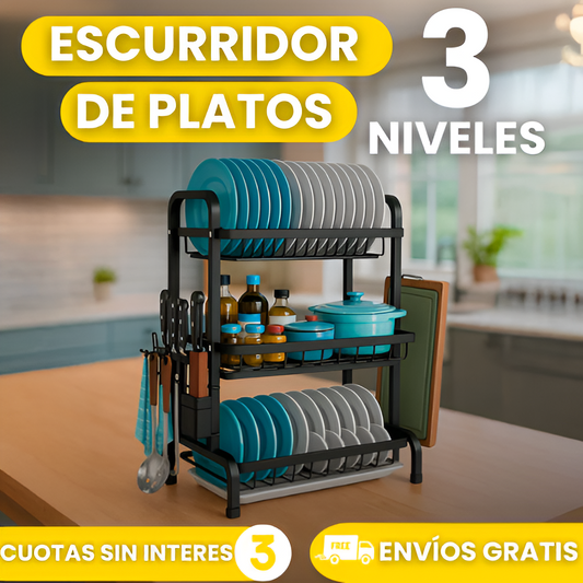 Escurridor de platos de 3 niveles - 50 OFF solo por HOY