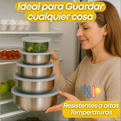 Set X5 Bowls con tapas herméticas - 50%OFF solo por HOY