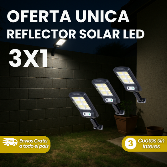 OFERTA 3X1 REFLECTOR SOLAR LED 1000W PARA EXTERIORES | SIN CABLES